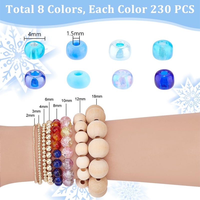 PH PandaHall PH PandaHll 6/0 Blue Seed Beads, 1900 Pcs 4mm Multicolor Beading Glass Seed Beads Waist Beads 8 Colors Round Mini Spacer Czech Beads for Jewelry Making Christmas Decoration - Image 2